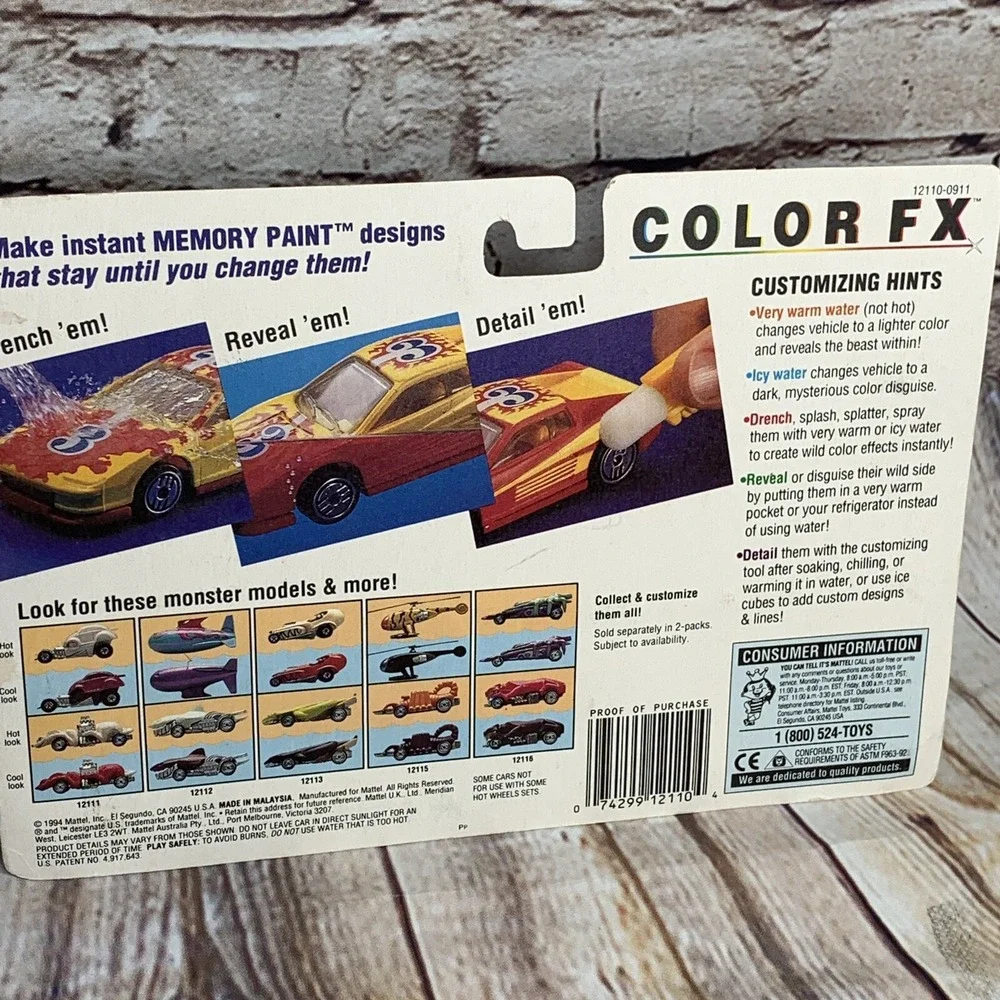 1994 Hot Wheels Color FX Swarmula & Double Demon Die Cast Toy Car Set Vintage